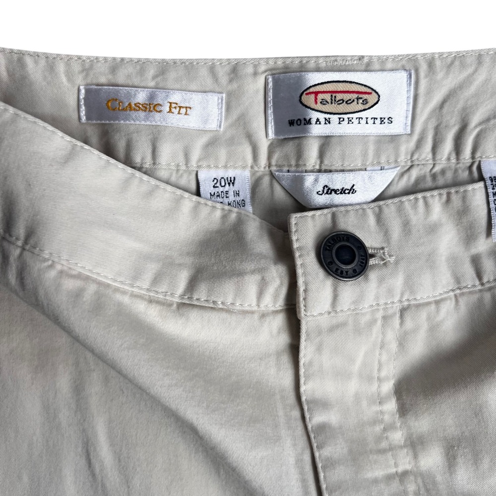 Talbots Pants Womens 20WP Beige Classic Fit Stretch Cropped Cotton Blend NWT
